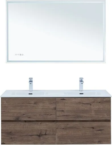 Тумба-умывальник подвесная Aquanet Алвита New 60 дуб веллингтон/табак 00334184+00254363