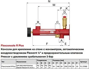 Группа безопасности расширительного бака ¾&quot; 3 бар Flamco Flexconsole R Plus 27990, 2