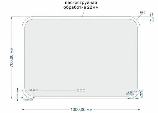 Зеркало с подсветкой Cersanit Led 070 Design Pro 100 с подогревом KN-LU-LED070*100-p-Os