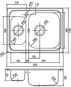 Мойка кухонная IDDIS Strit 60.5 R хром STR60SZi77K Мойка кухонная IDDIS Strit 60.5 R хром STR60SZi77K, 2