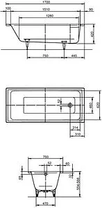 Ванна стальная Kaldewei Puro 170x75 mod. 652 easy-clean белый 256200013001 Ванна стальная Kaldewei Puro 170x75 mod. 652 easy-clean белый 256200013001, 2