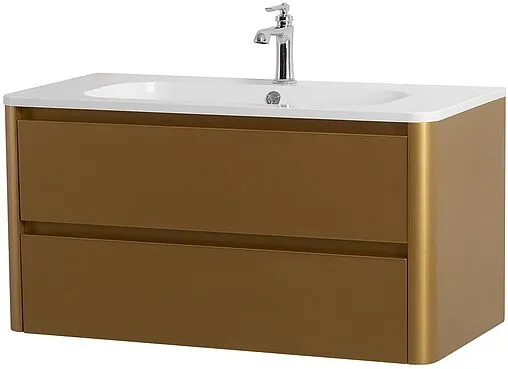 Тумба-умывальник подвесная Cezares Relax 100 брашированное золото RELAX-1000-2C-SO-BORO-P+CZR-1000/480-LV-MR-NV
