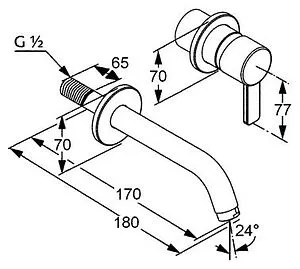 Смеситель для раковины из стены Kludi Zenta хром 382440575 Смеситель для раковины из стены Kludi Zenta хром 382440575, 2