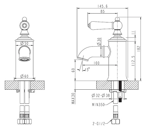Смеситель для раковины Bravat Art золото/белый F175109G Смеситель для раковины Bravat Art золото/белый F175109G