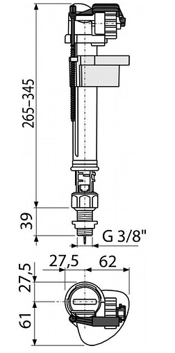 Заливной клапан для бачка ⅜&quot; пластик нижний AlcaPlast A17-⅜&quot;