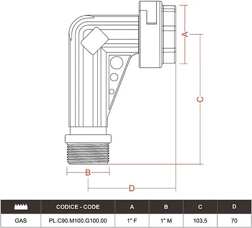 Фитинг угловой Italtecnica 1&quot;н х 1&quot;нг FIT.PL.C90.M100.G100.00