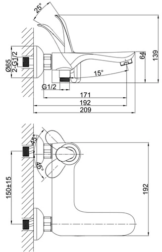 Смеситель для ванны D&amp;K Venice Baciano хром DA1033241