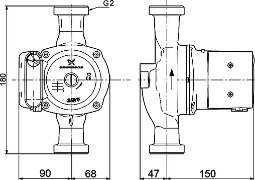 Насос циркуляционный Grundfos UPS 32-100 180 95906500