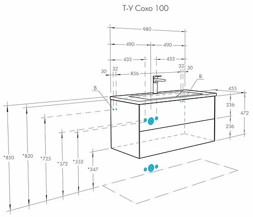 Тумба под умывальник подвесная Aquaton Сохо 100 белый глянец 1A258201AJ010