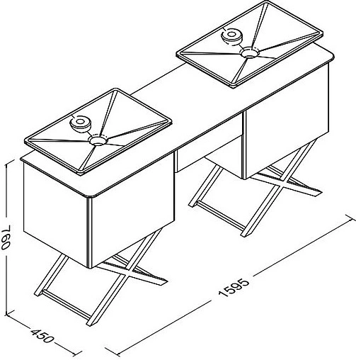 Тумба-умывальник напольная ISVEA Bei 158 норка/чёрный 21BES064155I+10SY50052SV