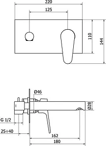 Смеситель для раковины из стены Cezares Peonia хром PEONIA-BLS2-01-W0 Смеситель для раковины из стены Cezares Peonia хром PEONIA-BLS2-01-W0, 2