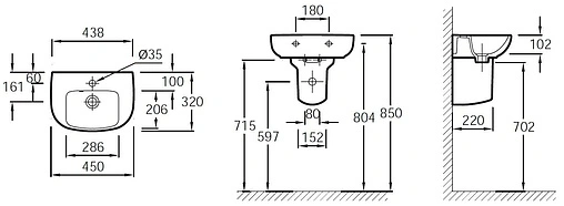 Раковина Jacob Delafon Odeon Up 45 белый E4760-00