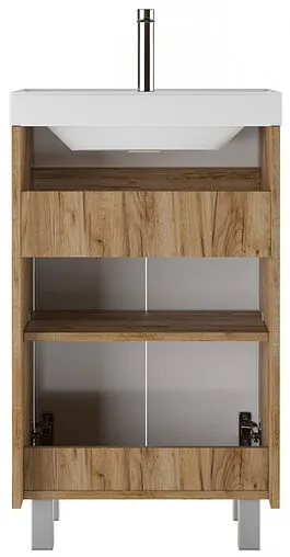 Тумба-умывальник напольный Домино Karlo 50 белый/дуб вотан DK5301T+4627173210157