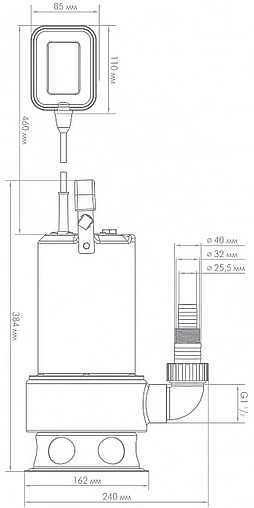 Насос фекальный Q=15.6м³/ч H=10м Джилекс Фекальник 260/10 Н 5306