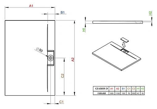 Поддон для душа Radaway Giaros D90x110 MKGD1190-03
