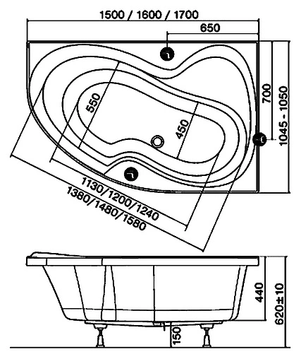 Ванна акриловая Ravak ROSA II 160x105 P CL21000000