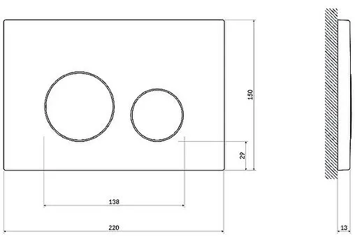 Комплект 6 в 1 Cersanit Crea Square CO DPL EO slim 64443 с кнопкой Twins хром глянцевый