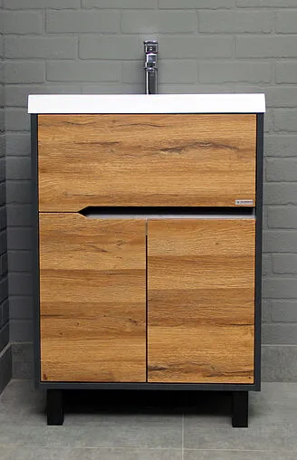 Тумба под умывальник напольная Домино Karat 60 дуб вотан/антрацит DK3210T