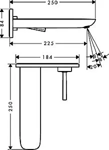 Смеситель для раковины из стены Hansgrohe PuraVida хром 15085000, 2