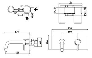 Смеситель для раковины из стены Paffoni Light медовое золото LIG101HG/M Смеситель для раковины из стены Paffoni Light медовое золото LIG101HG/M, 2