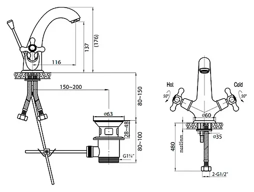 Смеситель для раковины Cezares Golf золото GOLF-LS1-03/24