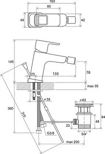 Смеситель для биде Ravak 10° хром X070067, 2