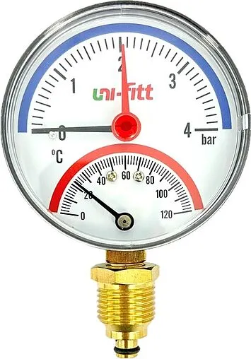 Термоманометр радиальный Uni-fitt 80мм 4 бар 120°С ½&quot; 311D1442