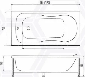 Ванна акриловая Aquanika Optima 170х75 A1017075006 Ванна акриловая Aquanika Optima 170х75 A1017075006, 2