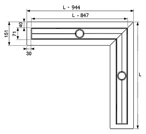 Лоток душевой угловой 876мм h=53мм TECEdrainline 610900, 2