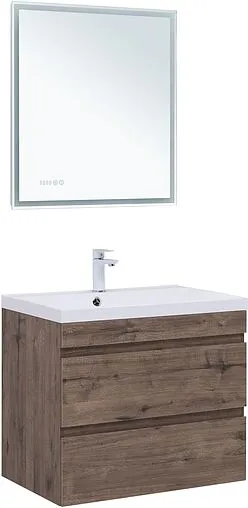 Тумба-умывальник подвесная Aquanet Нота New 75 дуб веллингтон/табак 00334192+00281221