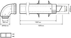 Комплект дымохода Ø 60/100мм L=1000мм Arderia 2601218, 2