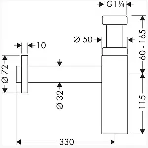 Сифон бутылочный для раковины Hansgrohe Flowstar S чёрный матовый 52105670 Сифон бутылочный для раковины Hansgrohe Flowstar S чёрный матовый 52105670, 2