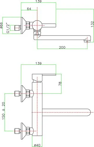 Смеситель для кухни настенный Fiore Katana хром 77CR7540 Смеситель для кухни настенный Fiore Katana хром 77CR7540