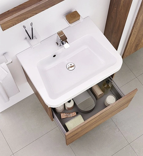 Тумба под умывальник подвесная Ravak 10° SD 65 тёмный орех/белый X000000738