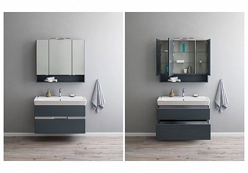 Тумба-умывальник Aquanet Виго 100 сине-серый 00183361+00168784