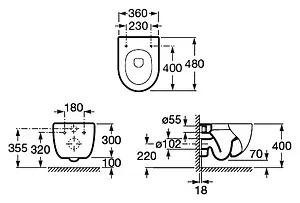 Унитаз подвесной Roca Meridian белый 346248000 Унитаз подвесной Roca Meridian белый 346248000, 2