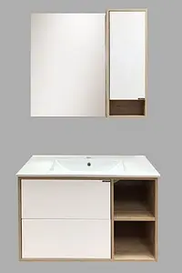 Тумба-умывальник подвесная Comforty Гамбург 90 белый/дуб сонома 00004142225CF Тумба-умывальник подвесная Comforty Гамбург 90 белый/дуб сонома 00004142225CF, 5