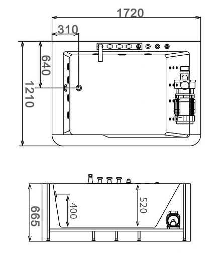 Ванна акриловая с гидромассажем Gemy 172x121 G9226 B