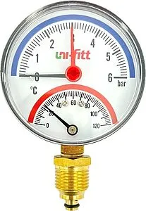 Термоманометр радиальный Uni-fitt 80мм 6 бар 120°С ½&quot; 311D2442, 1