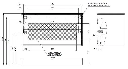 Тумба под умывальник подвесная Aquanet Lino 100 (Flat) дуб веллингтон 00287545