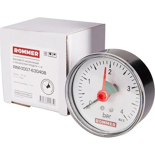 Манометр аксиальный Rommer 50 мм 4 бар ¼&quot; RIM-0007-630408