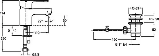Смеситель для раковины Jacob Delafon July хром E16027-4-CP Смеситель для раковины Jacob Delafon July хром E16027-4-CP