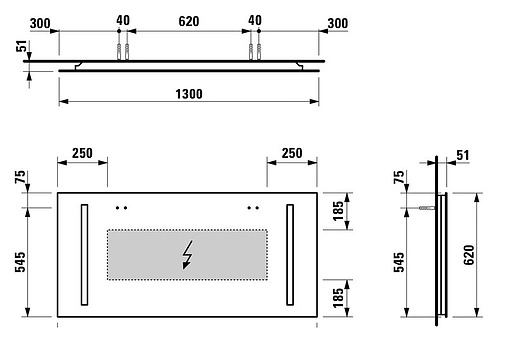 Зеркало с подсветкой Laufen Palace 130 4.4727.6.996.144.1
