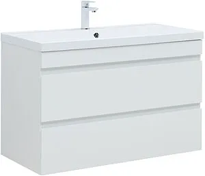 Тумба-умывальник подвесная Aquanet Нота New 100 белый глянец 00335420+00284116 Тумба-умывальник подвесная Aquanet Нота New 100 белый глянец 00335420+00284116, 1