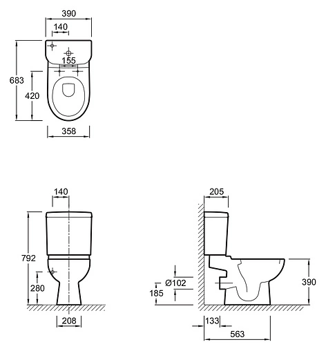 Унитаз-компакт Jacob Delafon Kandel белый E1455-00+E1369-00