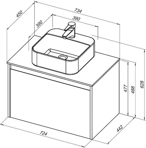 Тумба под умывальник подвесная Aquanet Nova Lite 75 дуб рустикальный 00249514