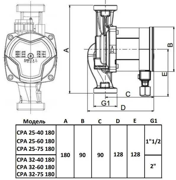 Насос циркуляционный Smart Install CPA 25-60 180 110202S Насос циркуляционный Smart Install CPA 25-60 180 110202S, 2