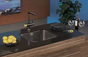 Смеситель для кухни с подключением к фильтру Omoikiri Hotaru-G вороненая сталь/зелёный 4994028, 4