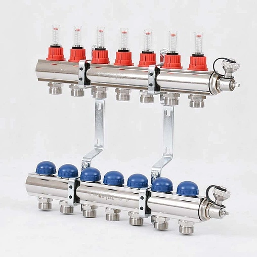 Группа коллекторная с расходомерами 7 отводов 1&quot;в/в x ¾&quot;ек Uni-fitt 440E4307