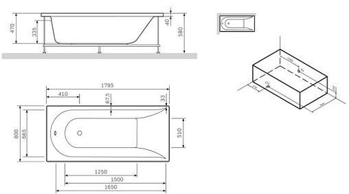 Ванна акриловая Am.Pm Spirit 180x80 W72A-180-080W-A2